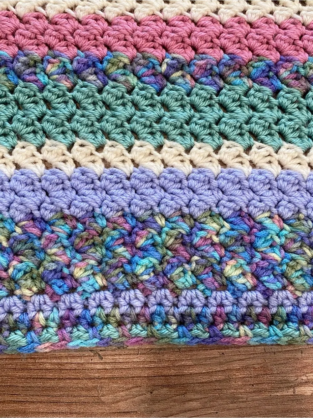 Handmade Multicolor Striped Crochet Throw - Pastel Mix